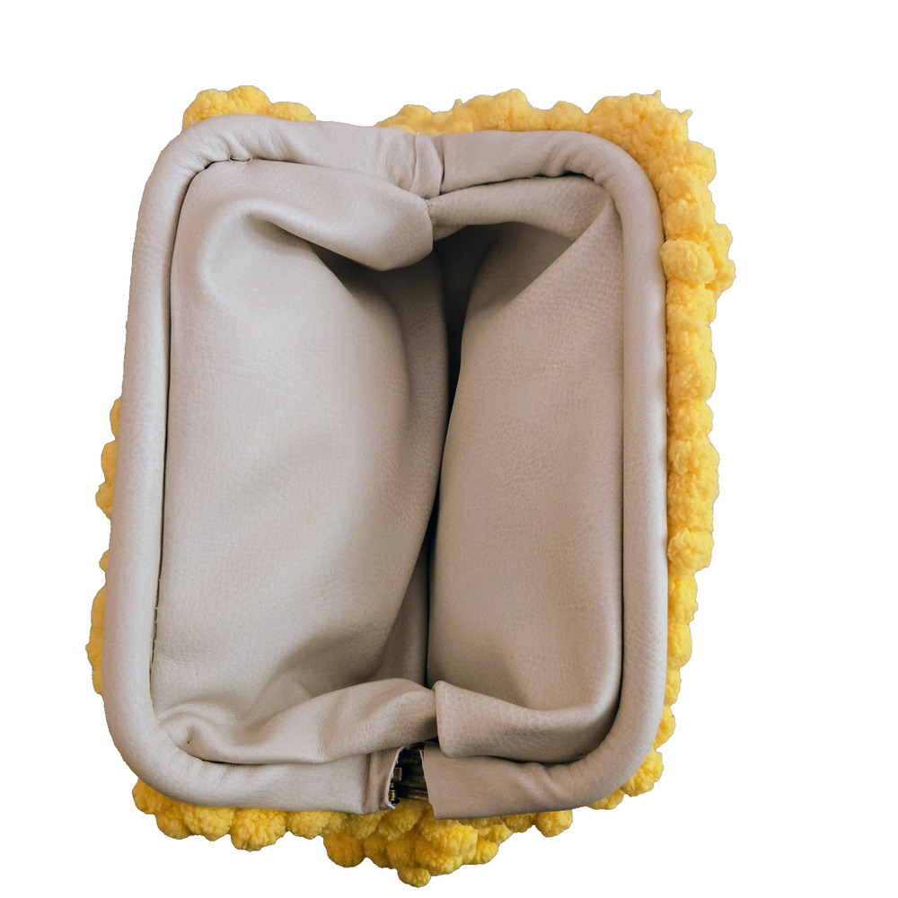 Handmade yellow thick chenille yarn clutch handbag - Picture 3 of 10
